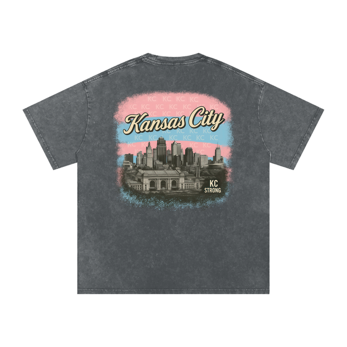 Trans Pride Acid Wash Oversize T-Shirt - 250 GSM