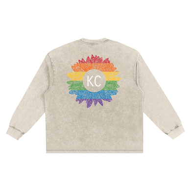 KC Pride Sunflower Snow Washed Oversize Long Sleeve T-shirt