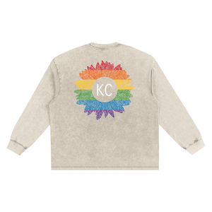 KC Pride Sunflower Snow Washed Oversize Long Sleeve T-shirt